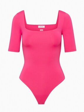 Aritzia Babaton Vibrant Pink Square-Neck Bodysuit size small